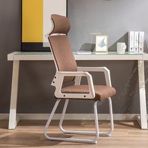 SURBORT학생 컴퓨터 사무용 사무실의자 블랙바디 메쉬의자, 흰색 프레임이있는 갈색 직물