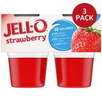 Jell O Strawberry Sugar Free Cups Gelatin 젤로 스트로베리 슈가프리 컵 젤라틴 푸딩 362g 3팩