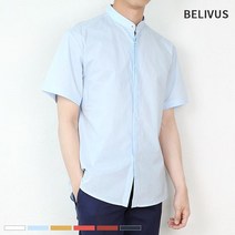 빌리버스 빌리버스 남자 반팔 셔츠 BMS015 남성 차이나카라 무지 여름 남방