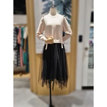 [4CUS]포커스 (FF2I7OP0186) 골드 단추 니트 레이어드 샤 원피스