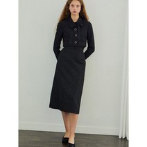 이바나헬싱키 Niki Tweed Midi semi A line Skirt_Black