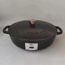 스타우브 staub 28cm 전골 수프 냄비 냄비 주철냄비 에나멜코팅 양수냄비, 블랙(골드 손잡이), 28