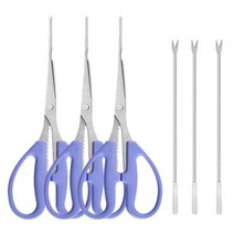 게포크 게가위 세트 (게가위 C타입 블루 3개 + 게포크 A타입 3개) 게살 대게 꽃게 랍스터 스텐 주방 가위 포크