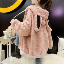 루즈핏 집업 뽀글이 후드 여성 점퍼 자켓 겨울 하늘비즈 A31 U515R086