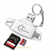 아이폰SD카드리더기 스마트폰 OTG 데이터 전송 ingelon sd card reader de memoria sd micro adapter carte sd type c 94, r012-white-m-lanyard
