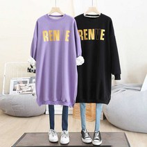 스타일아유 겨울 여성 기모 맨투맨 원피스 라운드 영문 원피스 루즈핏 데일리