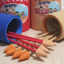 국산 월드토이 안전소재 방울 투호놀이 추가 화살 세트 추석 설날 명절 전통 민속 놀이 (청홍 나무무늬), 투호추가화살세트4개(청홍)
