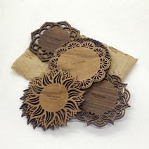 플라워 우드 티코스터 원목 컵받침 홈카페 선물용 각인, 05, 문구변경(로고각인)