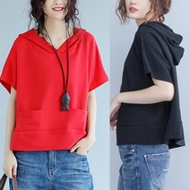 K.ONLINE SHOP여성 반팔 후드티 캐주얼 여름 빅사이즈 반팔티 fz36 후드티 후드집업 가디건