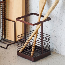 한샘 SOK 와이어 다용도 물빠짐 수저통 수저정리함 브라운 1개