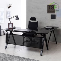 오피스 책상세트 사이드책상세트 강화유리책상, TS-11책상용/2000X900/블랙유리 사이드세트