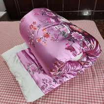 이불커버 올드식 실크 비단 고전 궁전 울긋불긋 항저우 백년 용과봉황 경사, C21-원앙 물놀이 라이트바이올렛+화이트색 모방사 이불