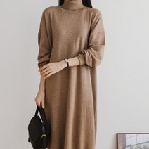 디작소 여성 겨울 모던 폴라 롱 니트원피스 드레스