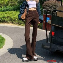 청바지 여성의 높은 허리 마이크로 라 청바지 여성의 봄과 가을 슬림 슬림 작은 플레어 바지