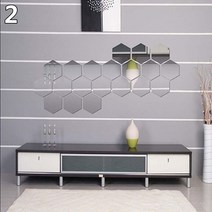 인테리어 디자인 전신거울 북유럽 빈티지 감성 거울 12pcs 육각 이동식 아크릴 벽 스티커 아트 diy 홈 장식 데칼, 46x40x23mm, 은