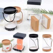 투명선물상자 원형 8X13CM 브라운 투명원통 투명사각케이스 PVC투명케이스, 사각 10x12cm 브라운