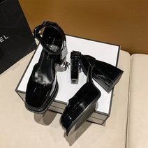 웨지힐 가보시힐2022 레이스 Bowknot 진주 스트랩 플랫폼 펌프 여성 두꺼운 발 뒤꿈치 메리 진 신발 스퀘어