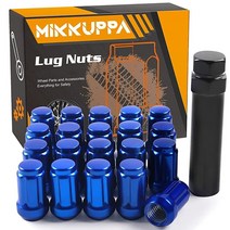 MIKKUPPA M12x1.5 러그 너트 19942013 쉐보레 임팔라 19982019 혼다 어코드CRV시빅 20032008 파일럿 애프터마켓 휠 교체품 클로즈드 엔드 스플라인 2, Blue Spline Lug Nuts with Sock, Blue Spline Lug Nuts with Sock