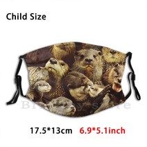 동물 가면 마스크 수달 성인 재사용 가능 Pm2.5 필터 수달해달 Loutre 귀여운 바다 물 비버, One Size, 02 Child Mask