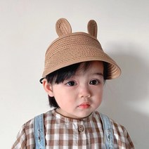 [블랙체리] 아동용 토끼 밀짚 썬캡 햇빛가리개 모자 (47-49cm)