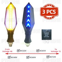 스쿠터 전동 Pthene-전기 자전거 48V 52V 60V 72V 전기 자전거 오토바이 스쿠터 LED 방향 지시등, 04 Yellow Blue 3pcs