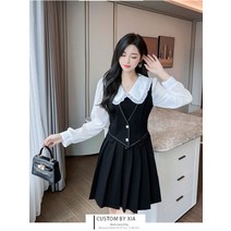 플리츠 원피스 2022 일찍이 봄 디자인감각 키커 보이는 숙 여성 코디 플랫카라 페이크투피스 4143258960