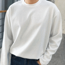어깨넓어보이는 안비치는 두꺼운 오버핏 분또 티셔츠 긴팔 목안늘어나는 레이어드 흰티