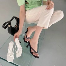 더구두 스퀘어 V컷 스트랩 쪼리 뮬 샌들힐-6188