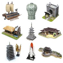 [천삼백케이] [퍼즐갤러리] 3D입체퍼즐 뜯어 만들기 교구 1, 기와집, 선택:기와집