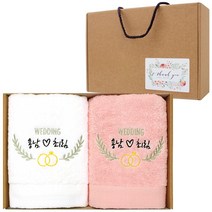 어메니티타올 결혼식 답례품 수건 40수 코마사 200g 2장 세트, 무염색, 2개