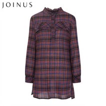 조이너스 체크무늬 프릴장식 롱 블라우스-JW19RB2603182A