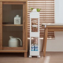 틈새수납장 폭좁은 다용도 거실 이동식 미니 수납장 150 220, 15cm화이트3단