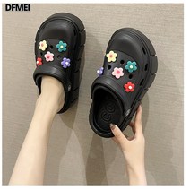 TAE WOL 말랑쫀득 투웨이 샌들 7cm 신꾸 신발장식 악세사리 액세서리 여성용 키높이 쿠션 여성용 플라워 펀칭 슬리퍼