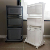 2단 3단 4단 이동식 빨래 장난감 기저귀 옷 분류 세탁 바구니 런드리 카트 정리함, 4단 그레이