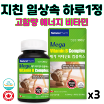네추럴팜 메가비타민b 컴플렉스 90정 고용량 고함량 활력비타민 판토텐산 나이아신 비오틴 엽산 비타민비 비타민b 엽산보충제 비타민비군, 3병