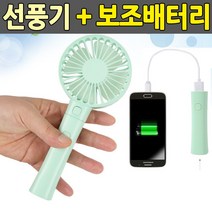 PGM*^몰보조 배터리 겸용 휴대용 선풍기 분리형 예쁜미니 이쁜 회전 핸디 용선 충전 회전식 충전식^^췤pgm, ^^옵션*^그린