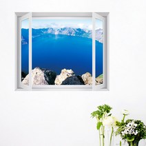 꾸밈 iw524-백두산천지창문그림액자(중형) 액자, F타입 브라운우드