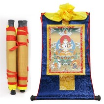 탱화 티벳 천주 석가모니 경면주사 thangka 표구사 탱화 불화 달마도 참선 불교미술 도매 불교 용품 - 120cm 대형 불교 예술 실크 padmasambhava 부처 5, 65x48cm, 무작위 패턴