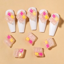 레진아트 재료 세트 만들기 3D 수지 네일 참 만화 귀여운 핑크 토끼 포옹 딸기 부품 액세서리 카와이 DIY 아트 장식 50 개, 10 X1666