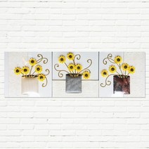 다섯송이 해바라기 네모화병 3P 가죽액자.소품마켓