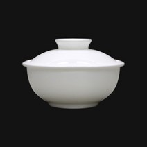 백자 과꽃 핸드메이드 도자기 뚜껑 죽그릇 반찬그릇 간식그릇, 대