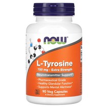 NOW Foods L-티로신 엑스트라 스트렝스 750mg 베지 캡슐 90정
