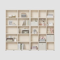 한샘 샘 와이드 책장 5단 120cm 샘 5단 120cm시공set, 크림화이트_책장/내추럴오크_선반(E)