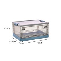 DFMEI 접이식 수납함 투명 정리함 바퀴 달린 수납함, 792-1블루(48*35.5*23.5), 48*35.5*23.5