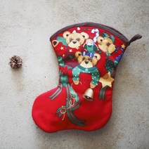 [DIY키트 패키지] 크리스마스 양말 만들기 키트 선물 주머니 만들기 재료 커트지 소원 주머니 프린트원단 크리스마스소품 나미꼬퀼트, [퀼트패키지+설명서포함]양말패키지