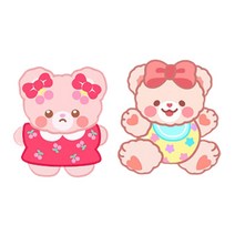귀여운 핑크 곰돌이 테디베어 동물 캐릭터 와펜 스티커 자수 패치 아플리케