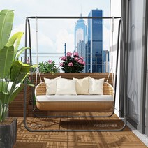 임여사 야외그네 흔들 의자 전원주택 실외 마당 카페 테라스, 2인(프레임 포함)(우드색)