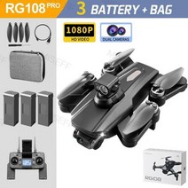 접이식 쿼드콥터 RC 드론 RG108 4K HD 듀얼 카메라 전문 항공 사진 장애물 회피 브러시리스 헬리콥터, Black 1080P BZ 3B