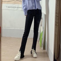 앞트임청바지 여성 CHIC 홍콩무드 스트레이트핏 일자 슬림핏 고가 마이크로 부츠컷 슬릿 빅진 맥시 2864208182