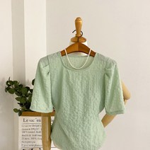 헤이븐 / 1+1 소아르 지지미 퍼프소매 반팔 블라우스(5color)